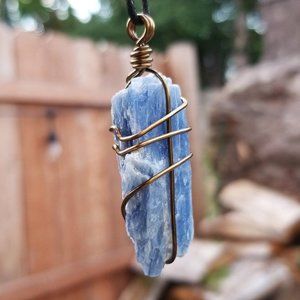 SOLD!! - Raw Blue Kyanite Hand Wrapped Necklace